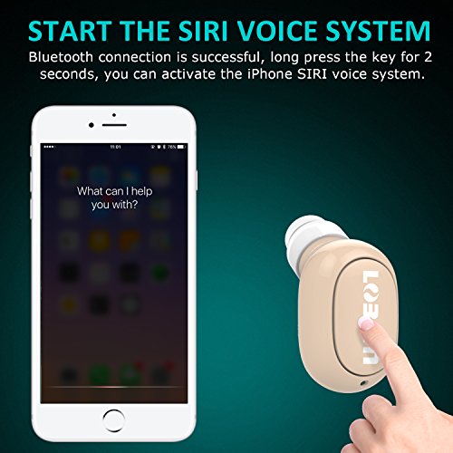 LOBKIN auricular mini Bluetooth  auricular inal  mbrico ultra-ligero con tiempo de reproducci  n de 5 5 horas  auricular Bluetooth V4 1 con cancelaci  n de ruido y Micr  fono compatible con Iphone 7 Plus Samsung Huawei y otros tel  fonos inteligentes  beige-1 