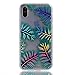 Produktbild iPhone X (5.8 Zoll) Hülle, Hozor TPU Durchsichtig Schutzhülle Kratzfeste Buntes Plating Reflektierend Muster Handy Hülle Weiche Silikon Bumper Case Rückseite Cover Tasche - Grüne Blätter
