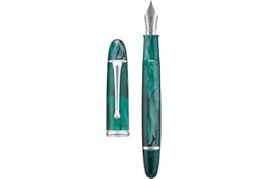 Asvine V800 Fountain Pen – Vacuum Filling System with Large Ink Capacity – Smooth Number 8 Extra Fine Nib with Gift Case and Wrench- Green