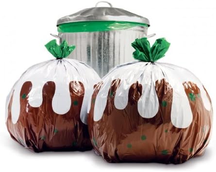 6 x Christmas Pudding Bin Bags By SUCK UK