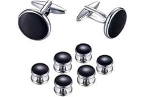 SPACMIRRORS Cufflinks for Men 8pcs Mens Cufflinks and Studs, Tuxedo Shirt Cufflinks and Studs Set for Wedding Valentines Festival Birthday Anniversary Graduation Gift