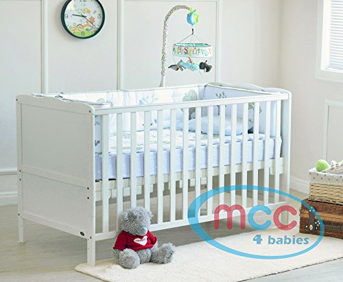 MCC Wooden Baby Cot Bed Toddler Bed 4" Premier Water repellent Mattress Made in England