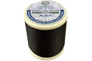 TPP HandmadeAndProud 0.5mm Premium Round Waxed Cord Thread Beading String for Jewellery Making Thread (Black)