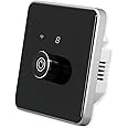 Eazyliv Smart Solutions WiFi Al frame Rotary Dimmer Switch for LED Light Dimming Compatible with Tuya Life Alexa Google Home Dimmable 220V (WiFi, Black/Silver Metal Frame)