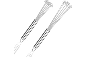 Aiareozy 2 Pièces Petit Fouet Cuisine, Petit Fouet Inox, Mini Fouet de Pâtisserie Professionnel, Acier Inoxydable Fouet à Oeufs pour Mélanger, Fouetter, Battre, Remuer, Ustensiles de Cuisine