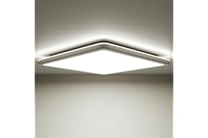 Epochglo Led Deckenleuchte Flach, Badezimmer Deckenlampe Panel, IP54 Wasserfeste,15 W 1800 lm 4000 K, für Bad/Küche/Flur/Keller/Feuchtraum - Ultra Dünn, 22 cm, Eckig, Weiß
