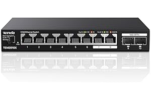 Tenda 2.5 Gbit Switch mit 8X 2.5G Ports & 2X 10G SFP+ Ports (VLAN, Statische Aggregation, Lüfterlos, Plug & Play, Desktop-/Wandmontage, Unmanaged, Metallgehäuse) (TEM2010X)