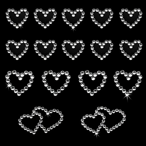 Oblique-Unique® 16 Stück Herz Sticker Strass Steine zum Verzieren oder Aufkleben (Silber)