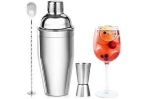 ASANMU Shaker Cocktail, Professionnel Cocktail Set Bar Kit Shaker à Cocktail en Acier Inoxydable 750ml avec Accessoires pour Bar Maison Soirée Mariage Cadeau d'anniversaire pour Hommes Mari Papa
