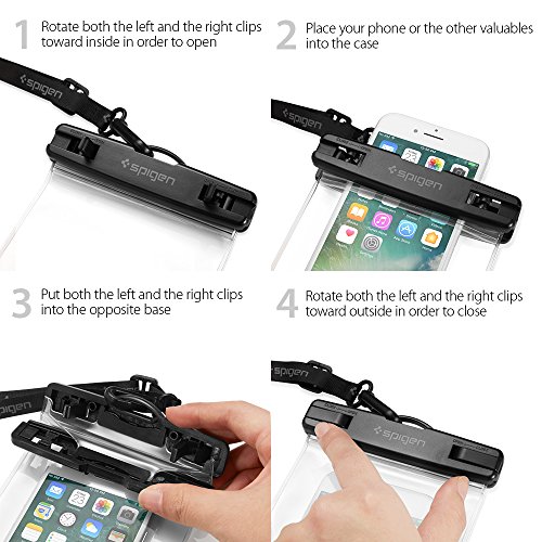 Custodia Impermeabile, Spigen Velo [IPX8 Certificato][Premium Universale Sacchetto Asciutto Subacqueo]Impermeabile Smartphone per iPhone X/8/7/6S, Samsung Galaxy S8/S7/S6/Note8 etc- A600 Crystal Clear