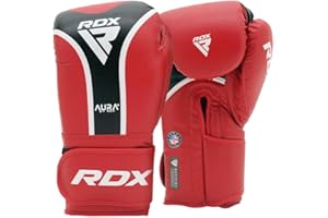 RDX Aura Plus T-17 Boxing Gloves – Maya Hide Leather, MG-3 Padding, Max-Shock Foam – for Training, Sparring, Kickboxing, Muay Thai – Quick-EZ Strap – 10-16oz – Red, Blue, Gold