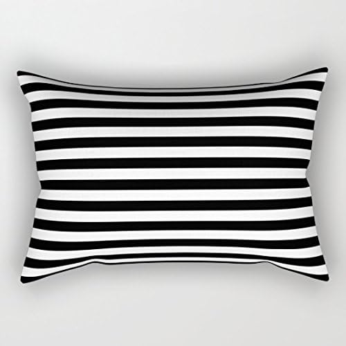 Modern Black and White Stripes Rectangle Pillow Covers Decorative Living Room Sofa Couch Rectangle Throw Pillow 12 x 20