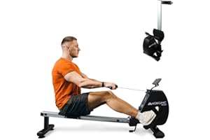 Mobiclinic® Fitness, Maquina de Remo, Rowfit, 8 Niveles Resistencia, Silencioso, Magnética, Monitor LCD, Soporte para móvil, hasta 120 kg, Volante inercia 6kg, Gym en casa