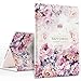 Price comparison product image GVIEWIN Compatible for iPad 9.7 inch Case 2018/2017, Slim Fit 3D Poetic Pattern Series Adjustable Multiple Stand Angles with Auto Sleep/Wake, All Round Protect Case for iPad 9.7, Rose/Purple