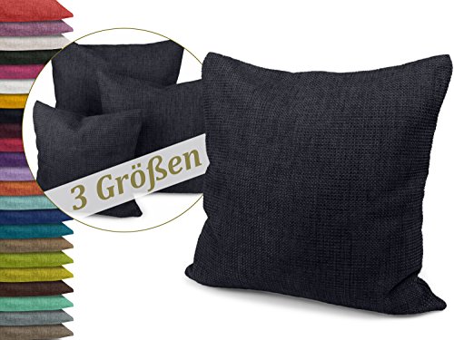 Kissenhüllen in Struktur-Optik - erhältlich in 23 modernen Farben und 3 verschiedenen Größen, 1 Kissenhülle 60 x 60 cm, schwarz