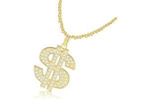 LETCDFER Goldkette Herren Dollar Anhänger Kette Hip Hop Dollar Halskette, Fasching Geburtstagsgeschenk Für Männer Frauen