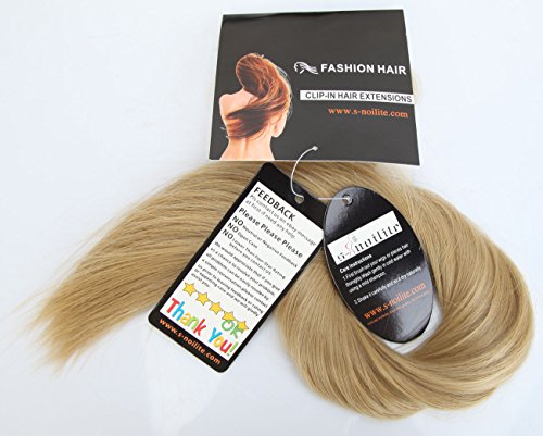 S-noilite® Clip in Extensions Halbperücke Haarverlängerung Haarverdichtung Haarteil 3/4 Perücke Glatt One Piece (58cm,Graublond) - 3