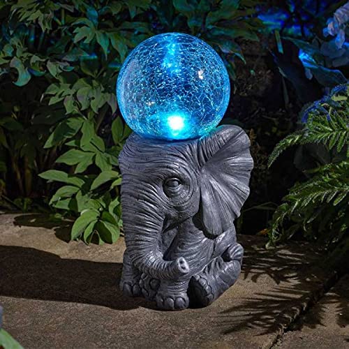 Solar Garden Elephant with solar Sphere Ornament -Elephant Orb Solar light