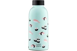 MamaWata - Borraccia Termica 470 ml in Acciaio Inox, Bottiglia Termica 24h Cold 12h Hot Ermetica, Borraccia Personalizzata Sushi, Borracce Termiche Bambini Ragazzi Adulti BPA Plastic-Free 18,5H cm