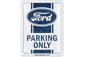 Nostalgic-Art Retro Blechschild, 15 x 20 cm, Ford – Parking Only – Geschenk-Idee für Ford-Zubehör Fans, Original Lizenzprodukt (OLP), aus Metall, Vintage Design, Blechschilder Sprüche