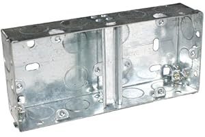Loops 35mm Dual/Double Metal Flush Mounted Back Box - 2 Gang Brick Wall Hole Pattress