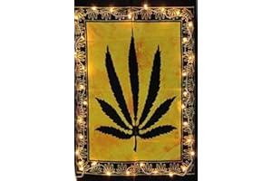 INDIAN CRAFT CASTLE ICC Affiche de feuille de cannabis Hippie Décor Pot Drapeau Tapisserie Tenture murale Dortoir Collage Couleur Me Weed Feuille Art Bohème Psychédélique Petit Hippie Rasta Tenture Murale 30x40 pouces