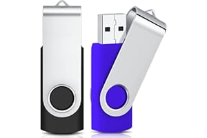 Chiavetta USB 64GB 2 Pezzi Cardfuss Cle USB 2.0 Rotazione 360 ° Pen Drive，USB Flash Drive,Portatile Thumb Drive Memoria Stick (2 colori: Nero Blu)