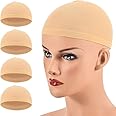 Stocking Wig Cap Ultra Thin - 4 Pieces, Breathable, Sweat Absorber & Stretchable Wig Caps for Lace Front Wigs, One Size Fits 
