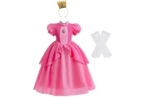 Lito Angels Kostium księżniczki, brzoskwini, przebranie z koroną i rękawiczkami, dla dziewczynek, rozmiar 3-12 lat