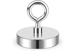 VNDUEEY Neodymium Fishing Magnets, 68KG Pulling Force, Rare Earth Magnets with Countersunk Hole Eyebolt for Retrieving in River Lake, Beach, Lawn - 36mm