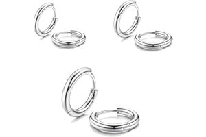 JEYORZY - Pendientes de aro de acero inoxidable, pendientes de aro para hombre, pendientes de aro de acero inoxidable, anillos de cartílago para mujer y hombre, color plateado