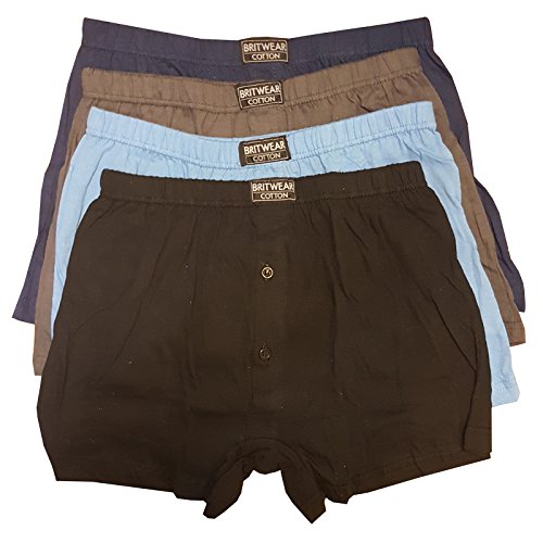Britwear6 x Mens Button Fly Jersey Boxer Shorts Boxers UnderwearColour:Dark Assorted (Plain) Underwear