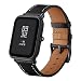 Produktbild 99native Leder WatchBand Handgelenk-Bügel-Armband für Xiaomi Huami Amazfit Bip Jugend-Uhr, Bandlänge 200mm Bandbreite 20mm passend für Damen Herren (Schwarz)