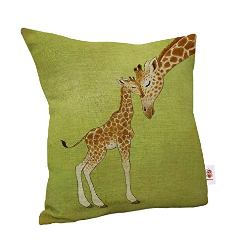 Nunubee Sofa Auto Bett Dekor Baumwolle Leinen Dekokissen Fall Kissenbezug Giraffe - 6