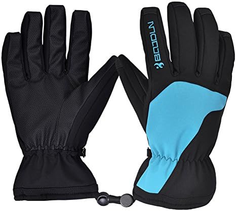 Winter Ski Gloves - Waterproof Snowboard Skiing Full Finger Warm Snow Gloves - Outdoor Windproof Snowproof Camping Hiking Climbing Mountain Bike Trekking Cycling Gloves - Men (Black Blue, S)