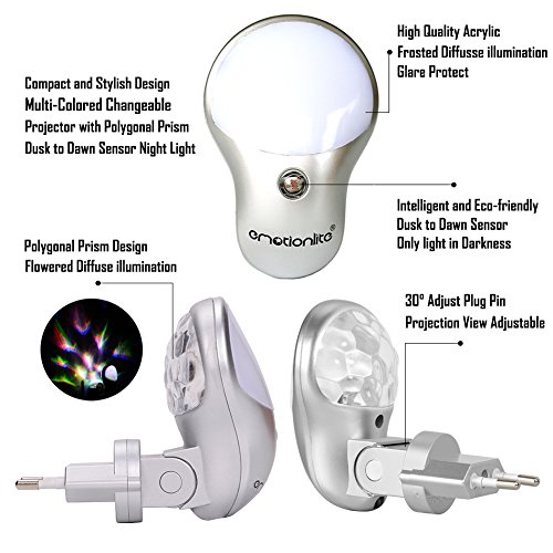 Emotionlite LED Nachtlicht mit Dämmerungssensor Mehrfarbig Projektor Plug in Kinder Nachtlicht Sehr gut für Kinderschlafzimmer Badezimmer Flur Treppenaufgang Korridor Schrank oder ein dunkles Zimmer - 4
