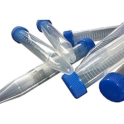 Bipee plastique Tubes pour centrifugeuse à fond conique de 15 ml gradué marques, bouchon à vis Bleu Lot de 100 pièces