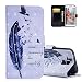 Produktbild EMAXELERS Samsung Galaxy S5 Hülle Anime 3D Mädchen PU Leder Wallet Case Flip Brieftasche Blume Slim Retro Handyhülle Blumen Muster Painted Etui Tasche für Samsung Galaxy S5 3D Blue Feather&Birds