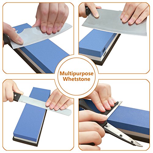 Wetzstein, Tenine Schleifstein Abziehstein für Messer, Körnung Zweiseitiger Messer Schärfer Rutschfestem Silikonhalter (1000/4000) - 4