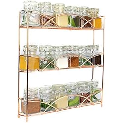 Maison & White Organisateur de rangement à 3 rangées d'herbes et d'épices | Design moderne antidérapant autoportant | Conception universelle | Solution de rangement cuisine et garde-manger Chrome