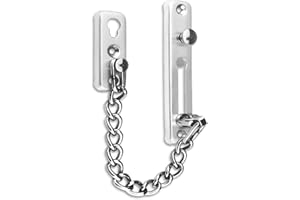 Huture Tür Sicherheitskette Kettenschloss Türkette aus Edelstahl Gießen Türsicherung Front Kette Kratzschutz mit Schrauben Hardware Hotel Familie Innentüren Türen Fenster Silber gebürstetes Chrom