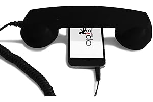 OPIS TECHNOLOGY Opis 60s micro - Retro słuchawka do telefonów komórkowych dla smartfonów, tabletów, notebooków i telefonów komórkowych z systemem Android, w kształcie klasycznej słuchawki telefonicznej (czarny)