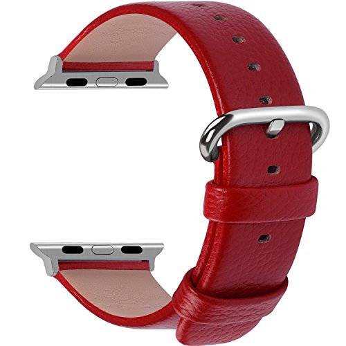 Fullmosa Compatible Correa Apple Watch 38mm 42mm Cuero  15 Colores Correa para Apple Watch iWatch Serie 3 Serie 2 Serie 1  Sangre Roja 38mm