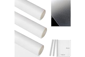 INSPIREPRO Protector de Plastico 45 x 450cm en 3 Rollos de 45x150cm. Protector Muebles Fregadero, Cubre Cajones Antideslizante para Forrar Armarios de Cocina Color Blanco translucido