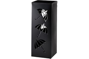 Okllen Metal Umbrella Holder Square Umbrella Stand for Entryway 16 x 16 x 42 cm Black