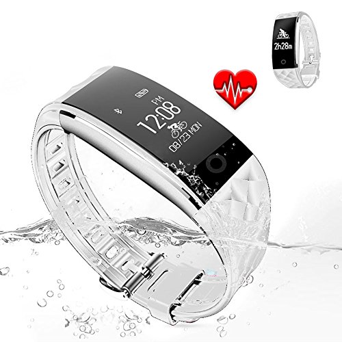 Jcotton Bluetooth Smart Watch IP67 Wasserdichte Smart Armband Herzfrequenz-Monitor Sport Wristband Fitness Tracker Multi-Sport-Modus Gesundheit Monitor Pedometer Anruf Nachricht Erinnerung für IOS Android Phone (weiß)