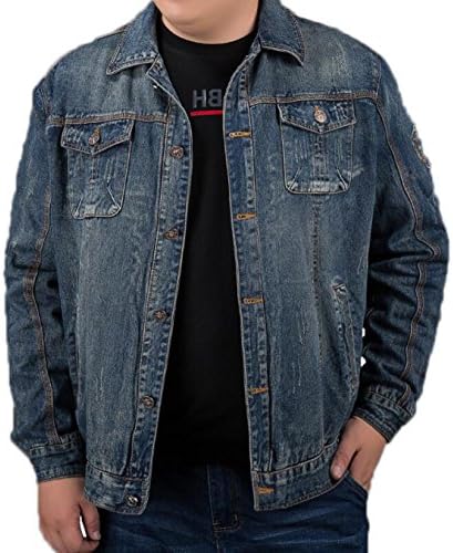 ZGJQ Men's Jacket Denim Jacket Fat Plus Fat Coat Retro Shirt Loose Casual Denim Jacket