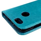 Huawei Nova Hülle YOKIRIN Schmetterling Blumen Muster PU Leder Schutzhülle Case Brieftasche Flipcase Cover Buchstil Klapptasche Kartenfächer Handyhülle Taschen für Huawei Nova mit Eingabestift Stylus Touch Pen in Blau - 