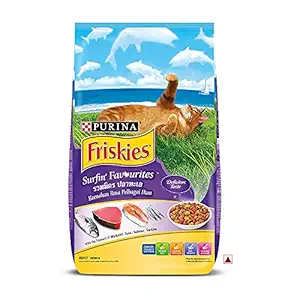 Purina FRISKIES Surfin' Favourites Adult Cat Food with Mackerel, Tuna, Salmon & Sardine Flavours, 3kg Pack