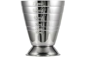 NC Messbecher aus Edelstahl, 75 ml, Jigger, Schnaps, Getränke, Spirituosen, gemischte Cocktailbecher für Bar, Party, Wein, Cocktail, Shaker